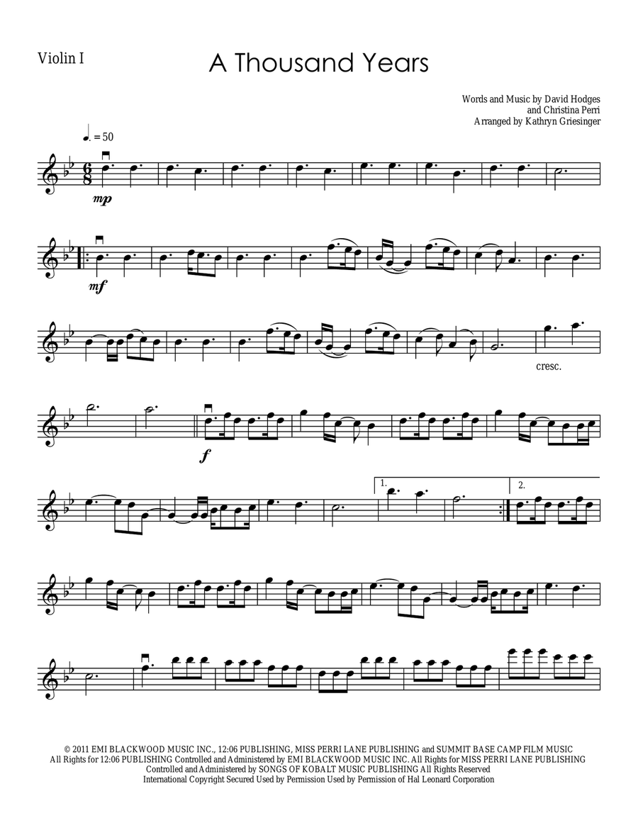 A Thousand Years String Quartet scores gallery preview page 1