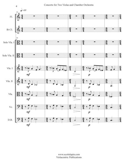 Concerto for Two Violas and Chamber Orchestra by Scott Slapin (SCORE ONLY) - Score Only