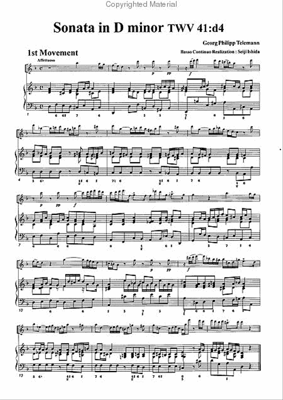 Sonata in D minor, TWV41:d4 Alto Recorder scores gallery preview page 3
