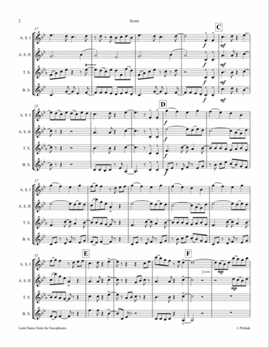 Latin Dance Suite for Saxophones Woodwind Quartet scores gallery preview page 4
