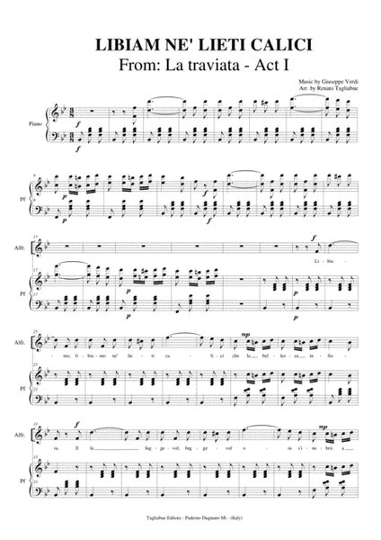 LIBIAM NE' LIETI CALICI - From: La traviata - Act I - Arr. for Soli, SATB Choir and Piano image number null