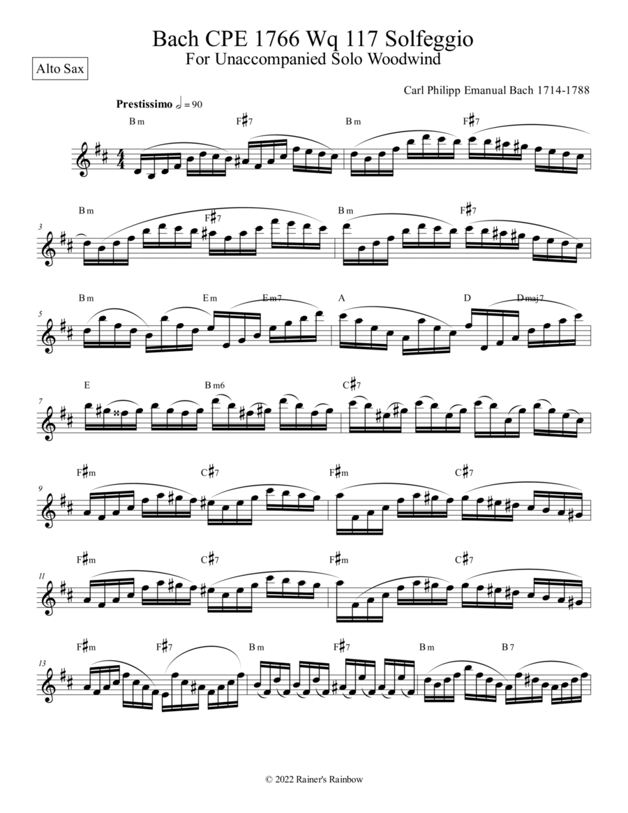 Bach CPE Solfeggio for Saxophone Alto Saxophone scores gallery preview page 1