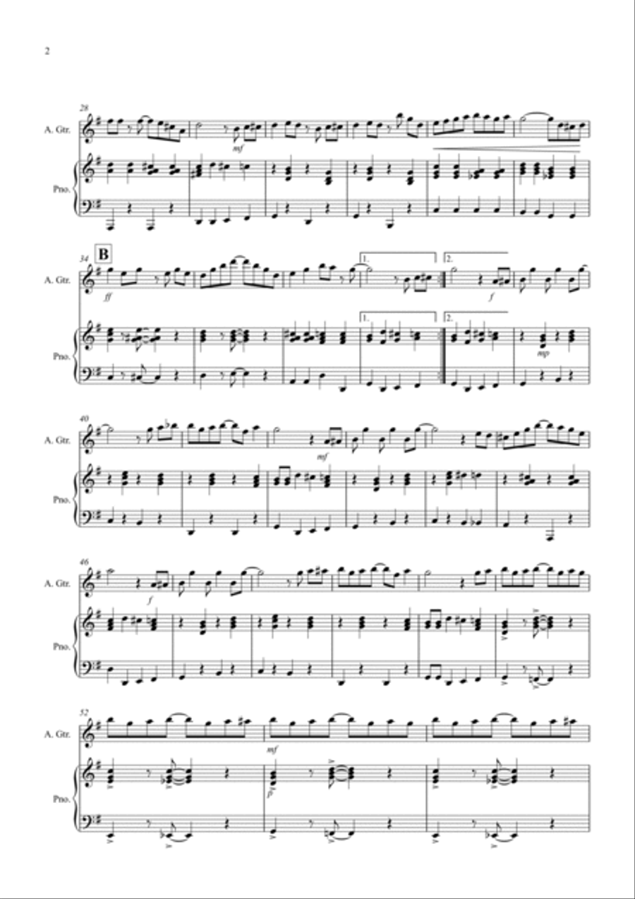 The Entertainer for Guitar and Piano Guitar Solo scores gallery preview page 2