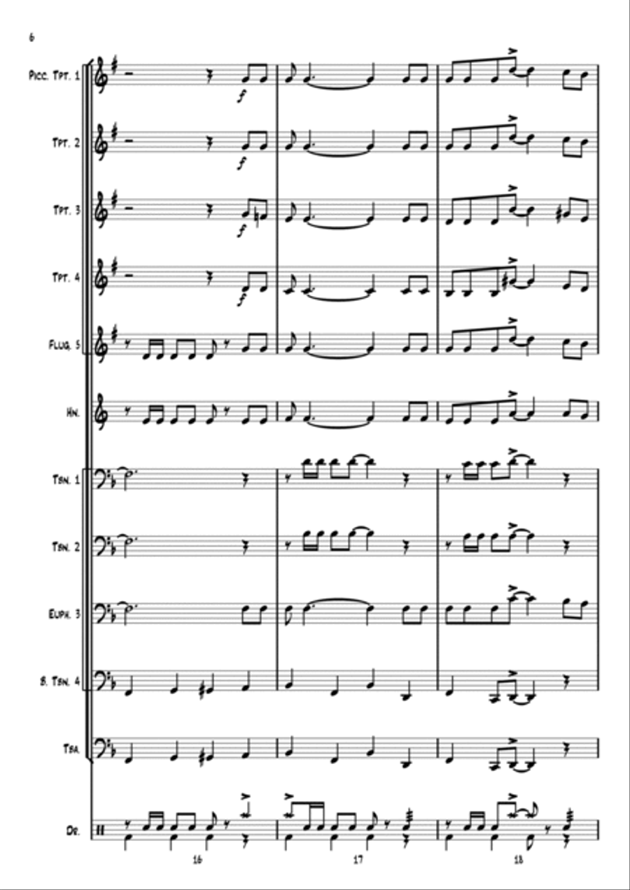 We are Marching in the Light of God 'Siyahamba' Brass Ensemble scores gallery preview page 6