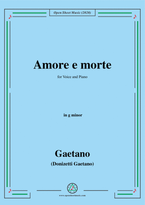 Book cover for Donizetti-Amore e morte,in g minor,for Voice and Piano