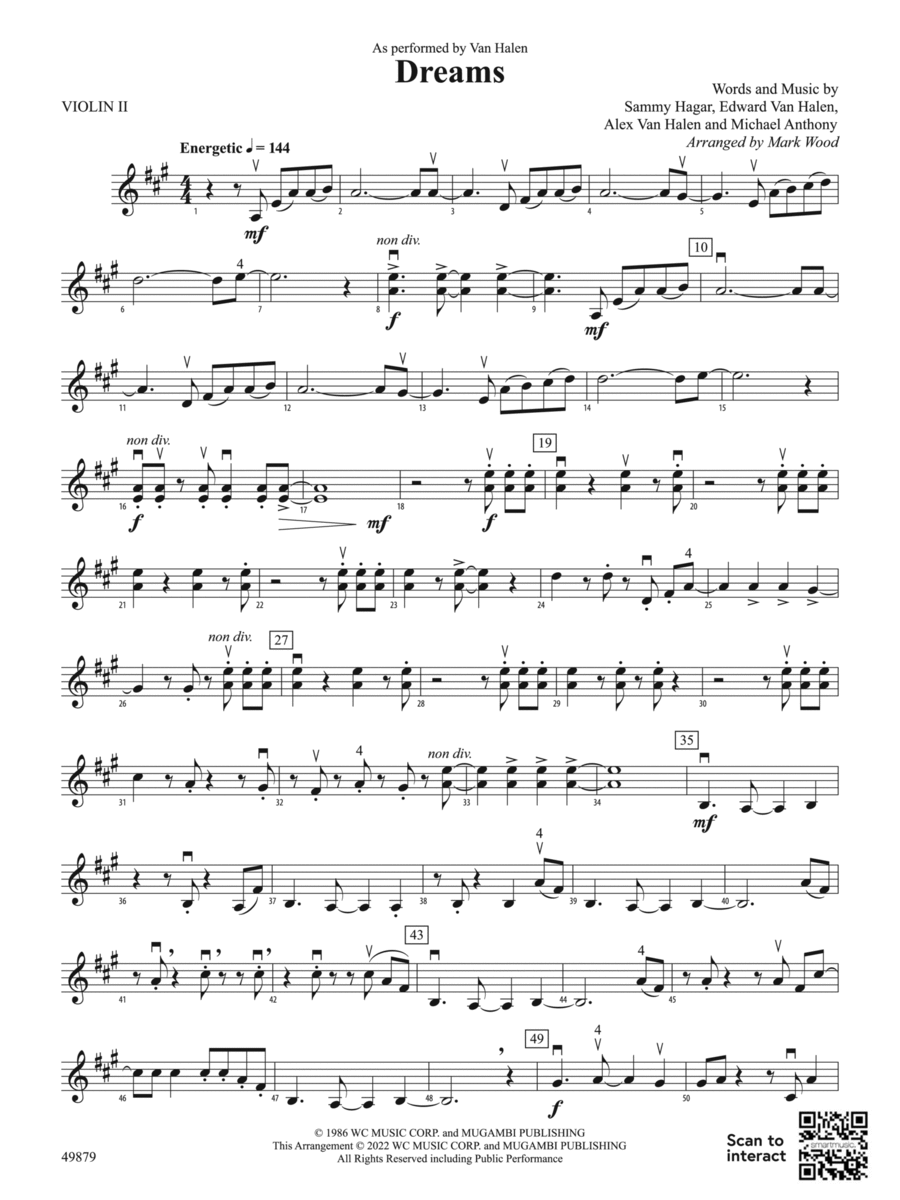 Dreams: 2nd Violin String Orchestra scores gallery preview page 1