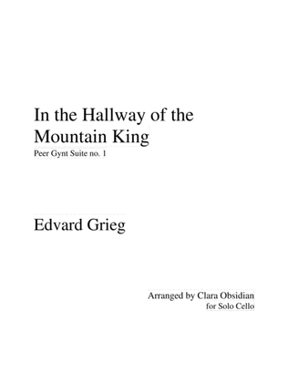 In the Hallway of the Mountain King for Cello Solo (Simple Key)