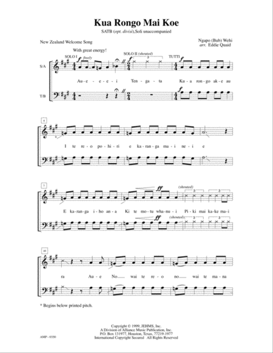 Kua Rongo Mai Koe 4-Part scores gallery preview page 2