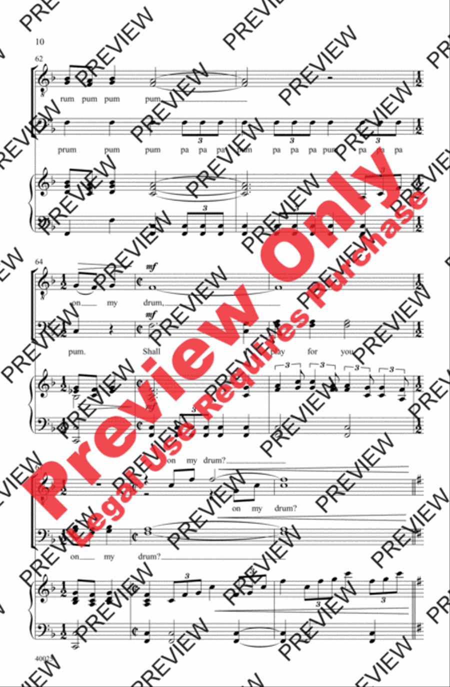 The Little Drummer Boy Men's Choir scores gallery preview page 10
