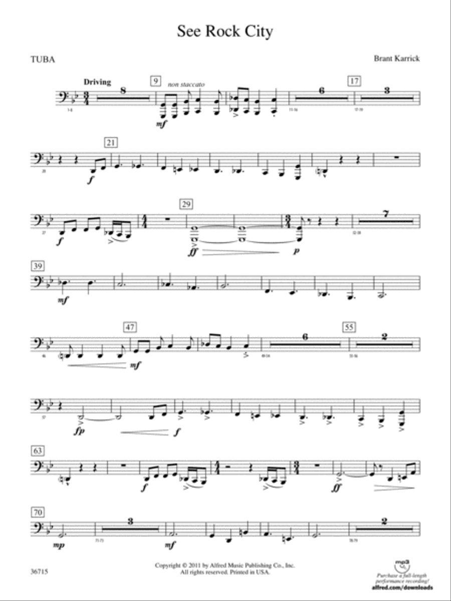 See Rock City: Tuba Concert Band scores gallery preview page 1