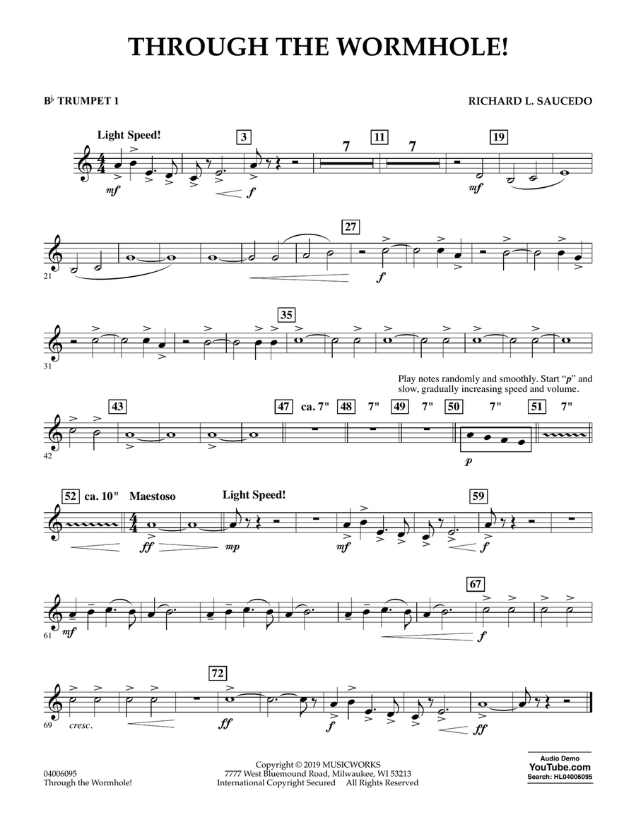 Through the Worm Hole - Bb Trumpet 1 Concert Band scores gallery preview page 1