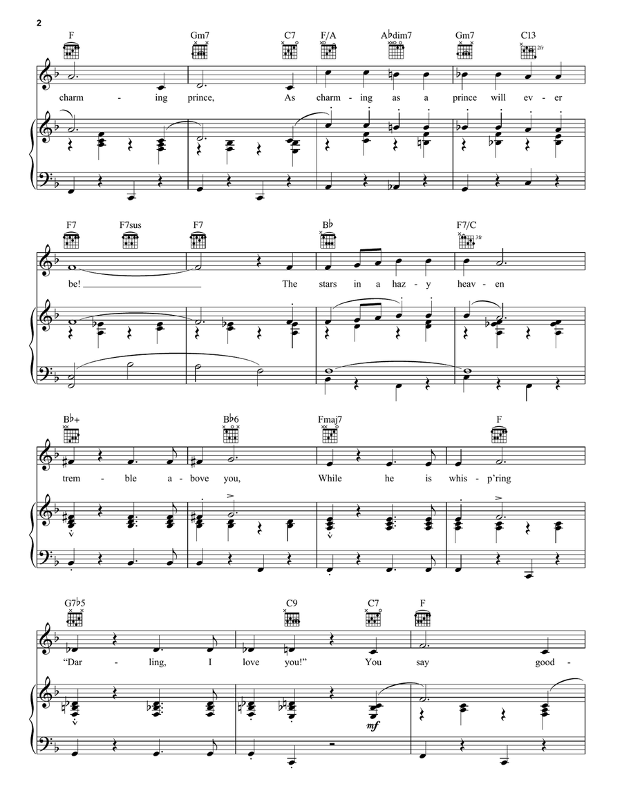 A Lovely Night (from Cinderella) Piano, Vocal, Guitar scores gallery preview page 2