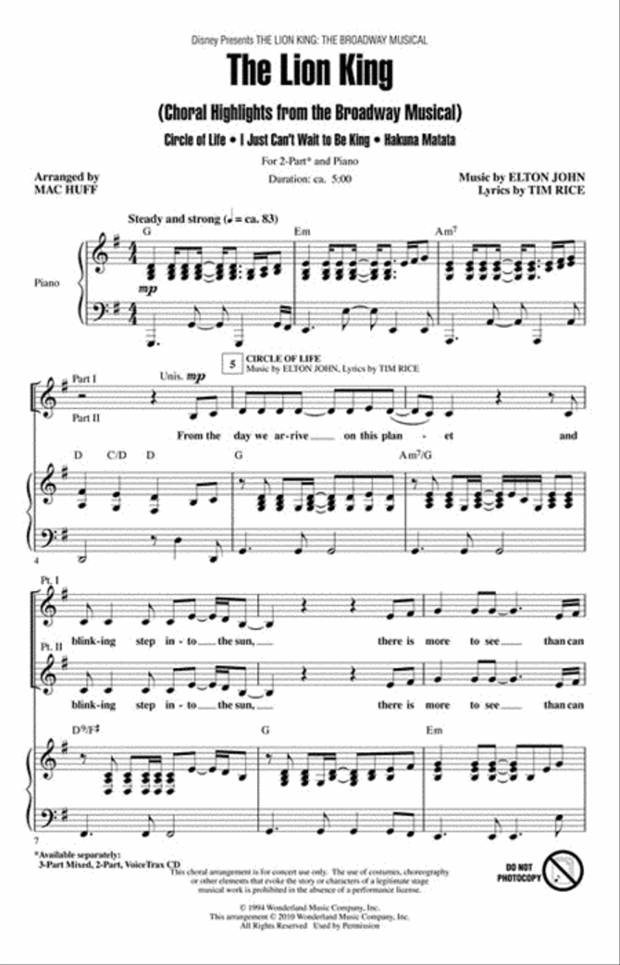 The Lion King 2-Part scores gallery preview page 2