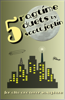 Book cover for Five Ragtime Duets by Scott Joplin for Alto and Tenor Saxophone