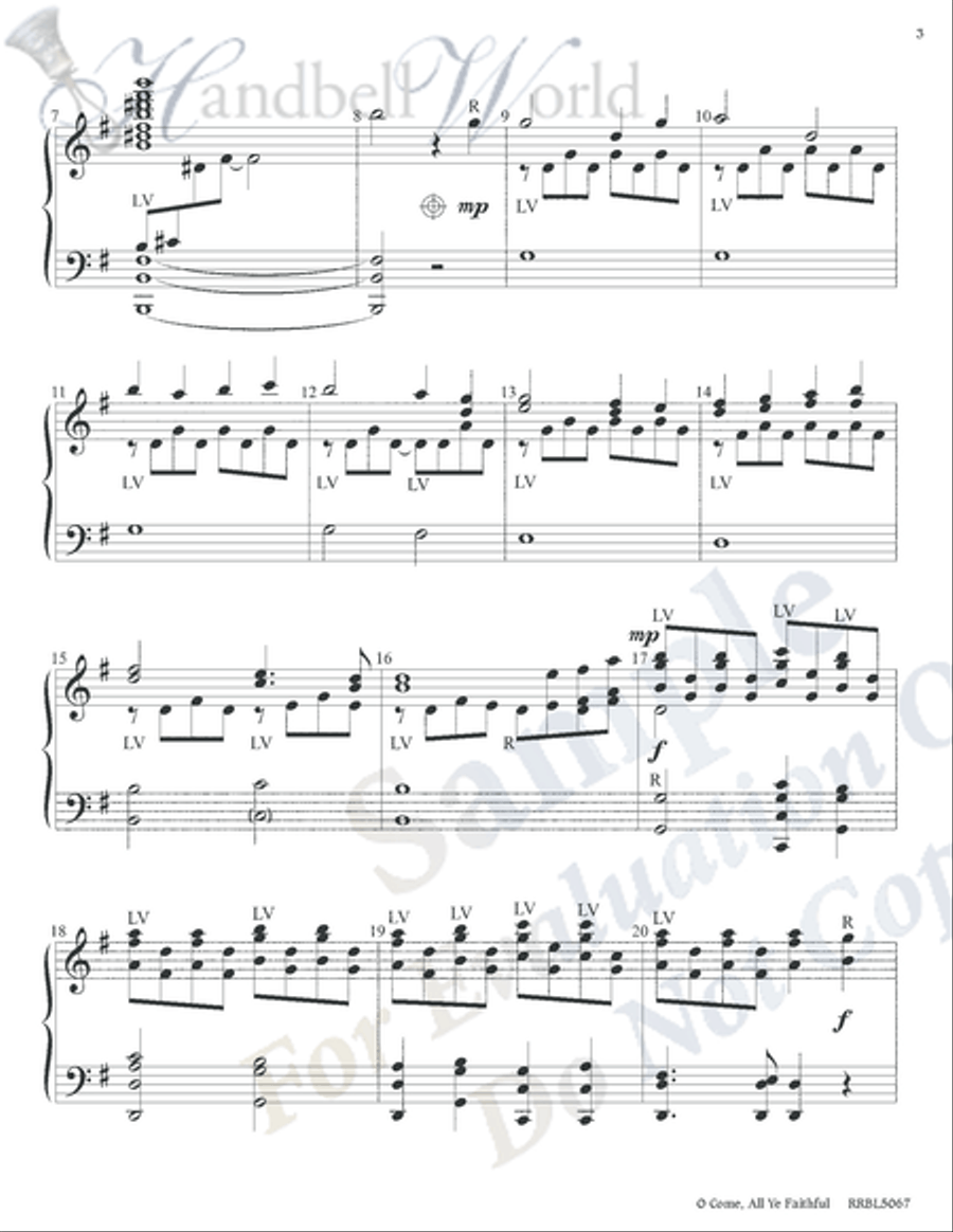 O Come, All Ye Faithful Handbell Choir scores gallery preview page 6