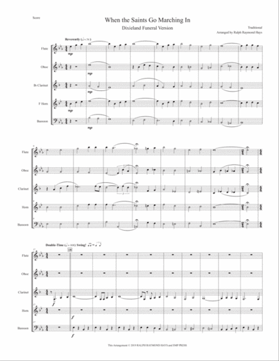 When the Saints Go Marching In (for Woodwind Quintet) Woodwind Quintet scores gallery preview page 2