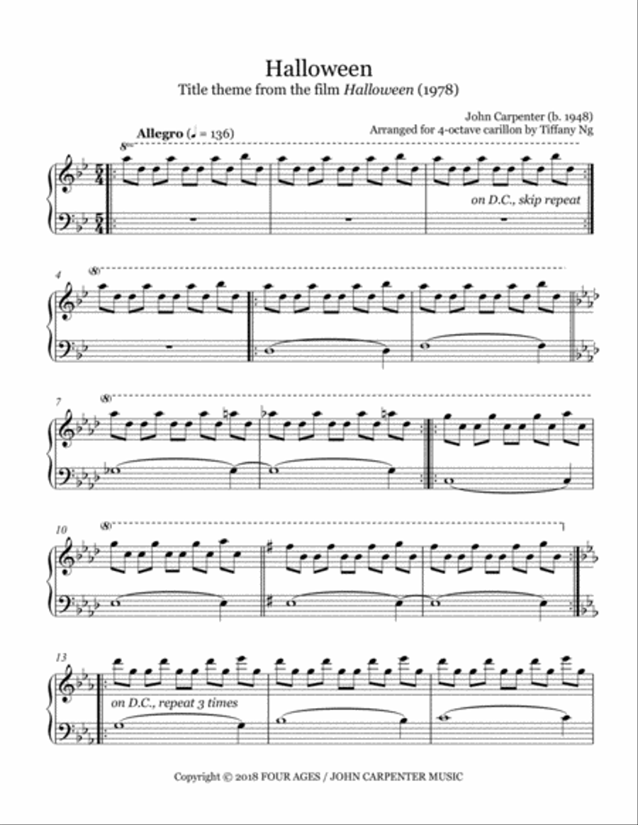 Halloween Theme Glockenspiel scores gallery preview page 1