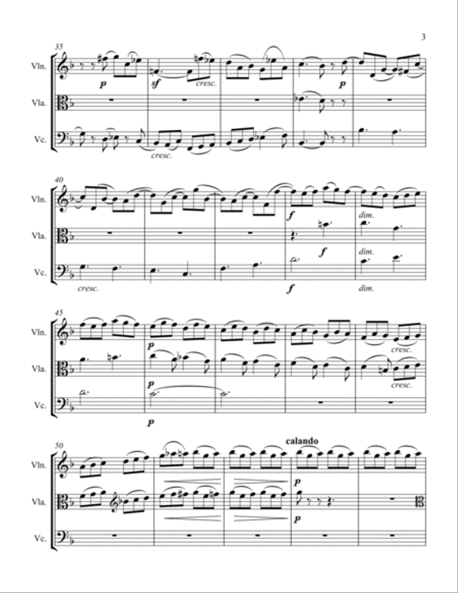 Allegretto Grazioso and Gigue String Trio scores gallery preview page 3
