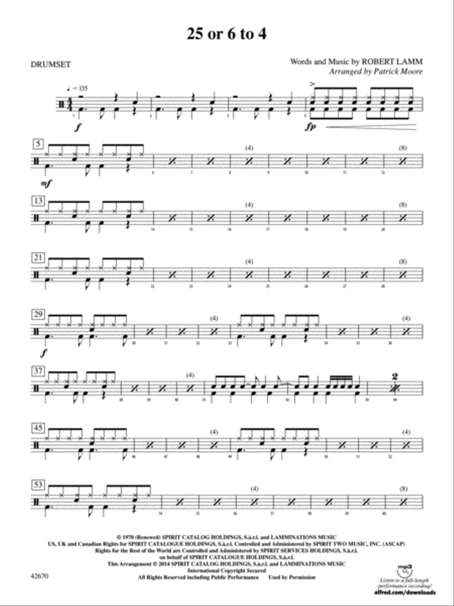 25 or 6 to 4: Drums Drums scores gallery preview page 1