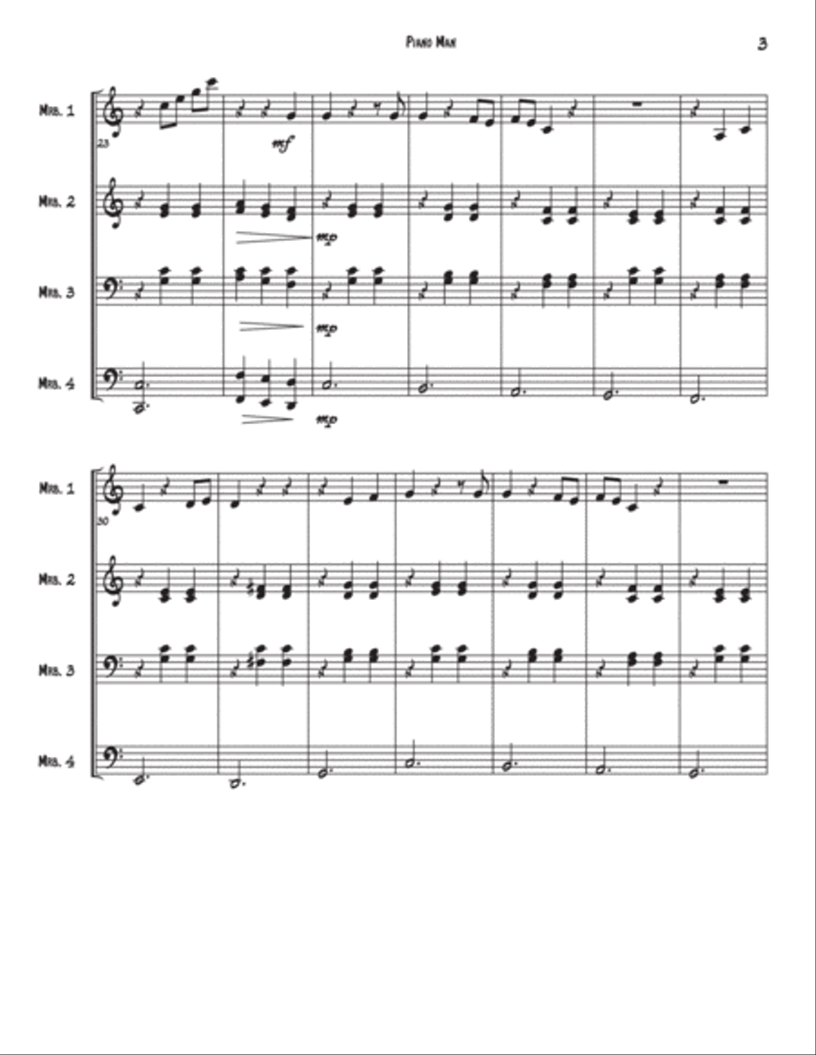 Piano Man Percussion Ensemble scores gallery preview page 3