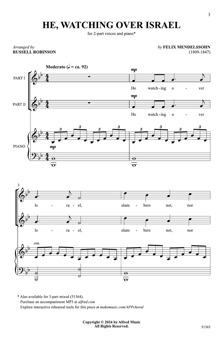 He, Watching Over Israel He, Watching Over Israel Choir scores gallery preview page 2
