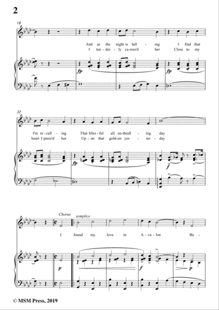 Al Jolson,Vincent Rose-Avalon,in A flat Majo,for Voice&Piano Voice scores gallery preview page 4