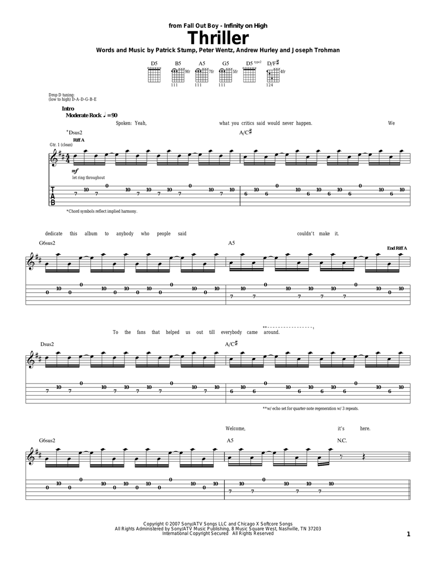 Thriller Acoustic Guitar scores gallery preview page 1