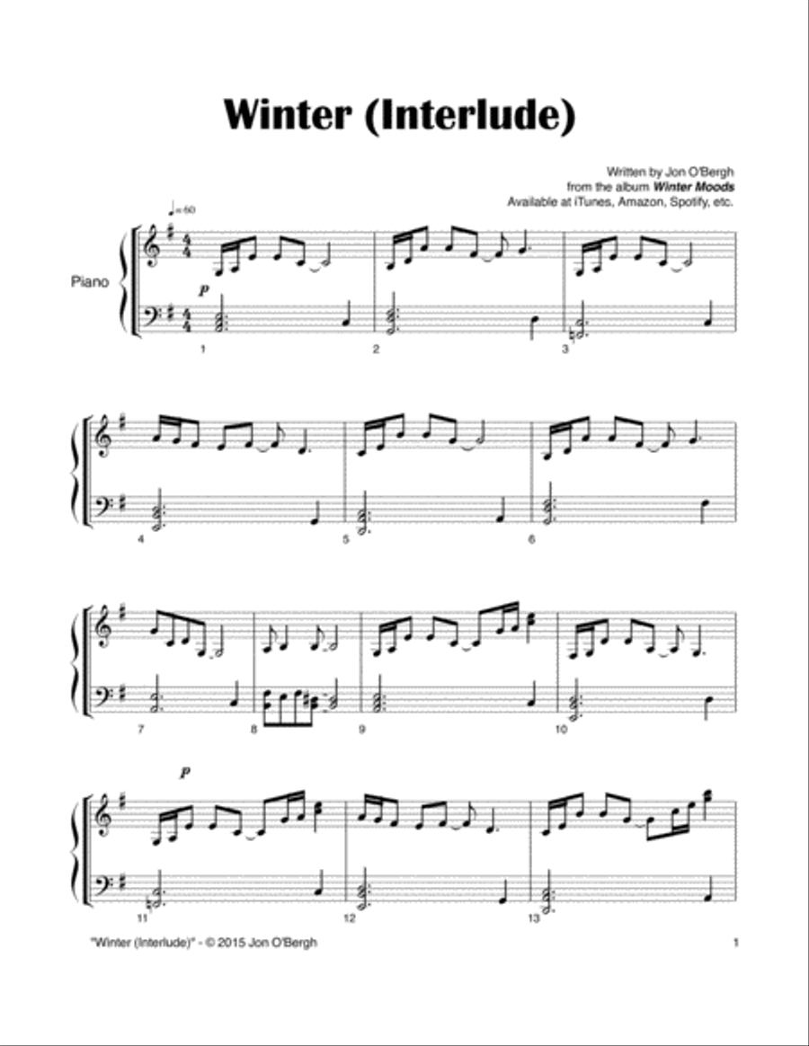 Winter Suite (Prelude - Interlude - Epilogue) Easy Piano scores gallery preview page 4