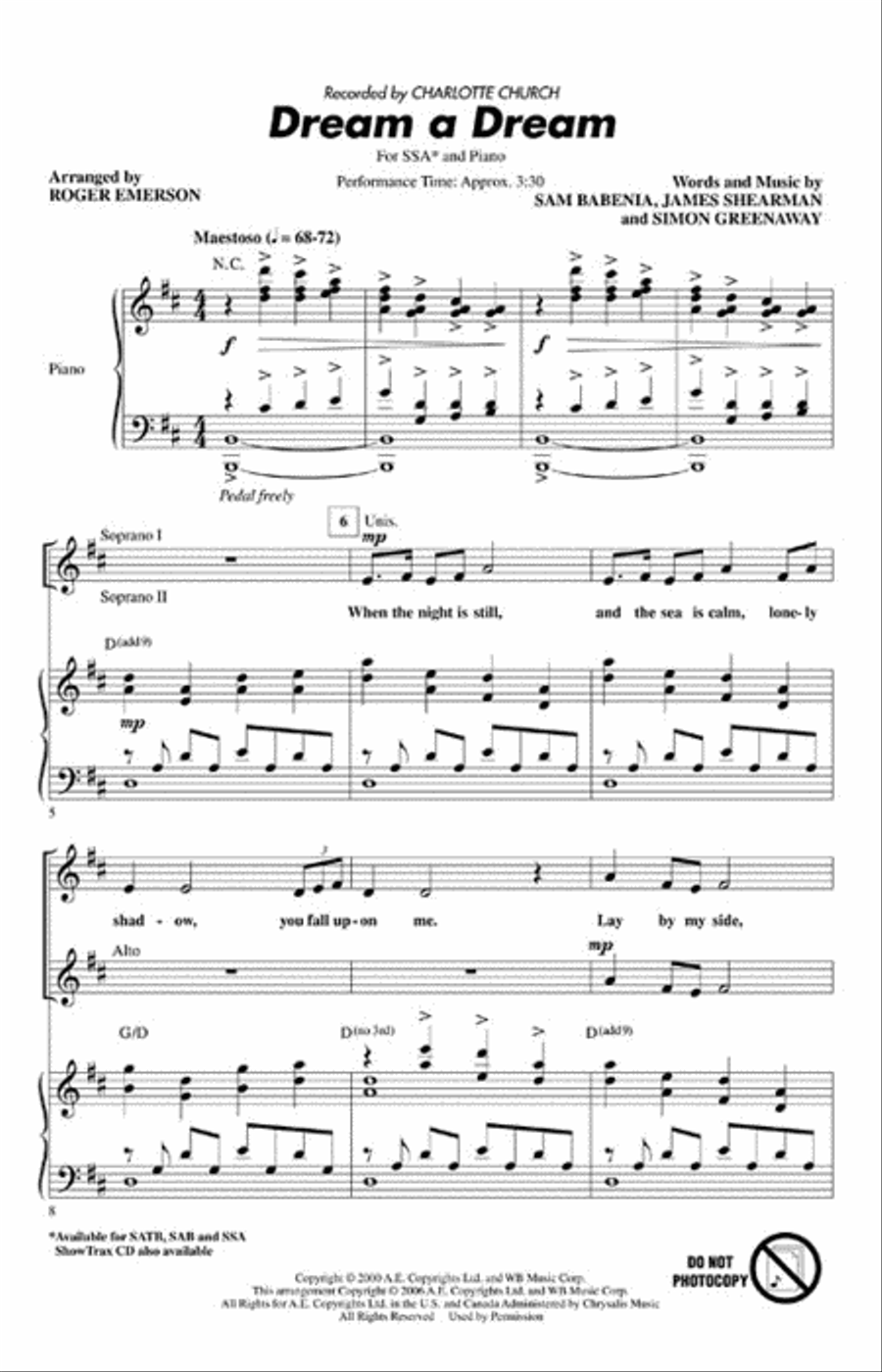 Dream a Dream Dream a Dream SSA scores gallery preview page 2