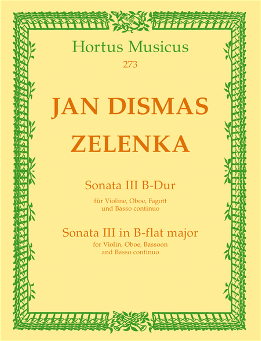 6 Sonaten fur 2 Oboen oder Violine und Oboe, Fagott (Violoncello) und Basso continuo. Heft 3 (Sonate III) B flat major ZWV 181/3 Bassoon scores gallery preview page 1
