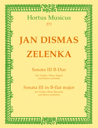 Book cover for 6 Sonaten fur 2 Oboen oder Violine und Oboe, Fagott (Violoncello) und Basso continuo. Heft 3 (Sonate III) B flat major ZWV 181/3
