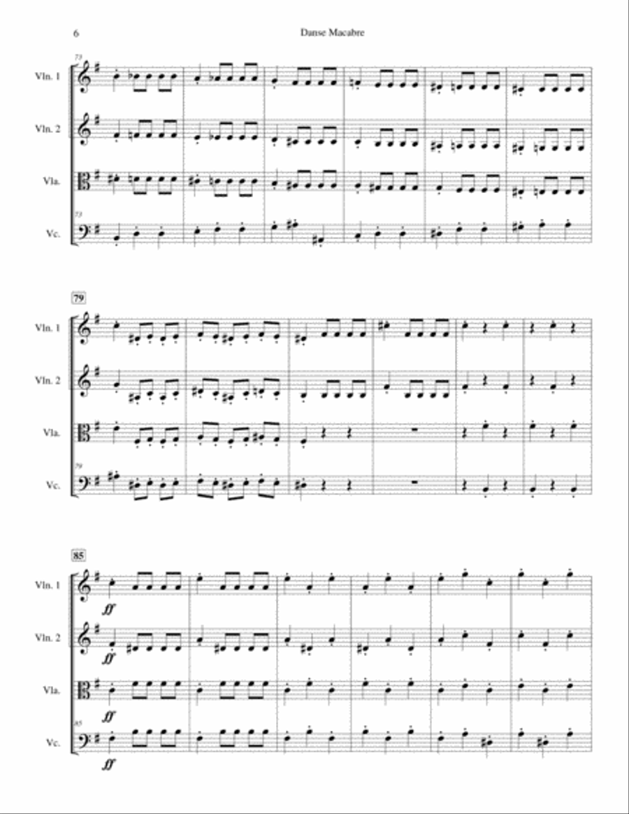 Danse Macabre for String Quartet String Quartet scores gallery preview page 6
