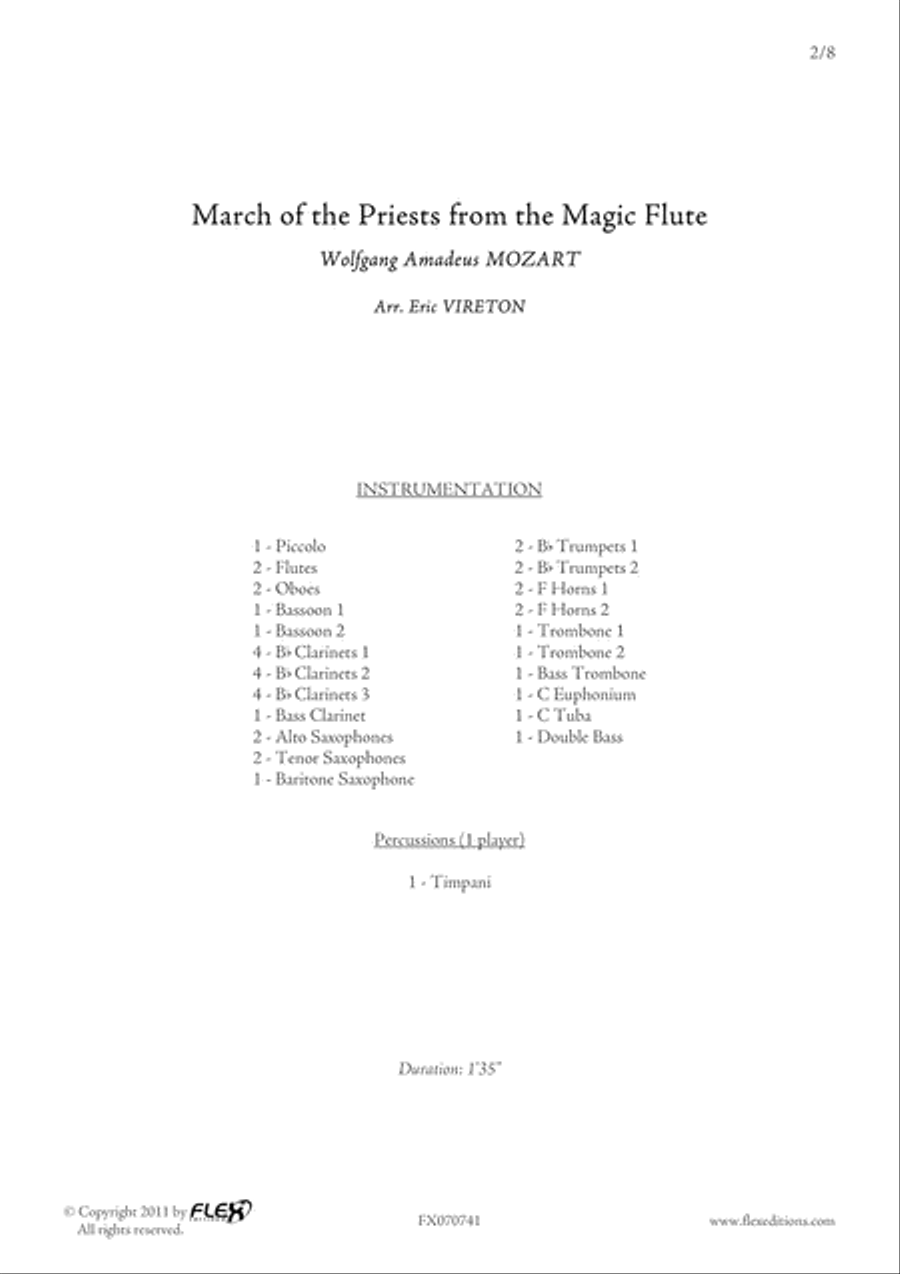Marche of the Priests from the Magic Flute Concert Band scores gallery preview page 2