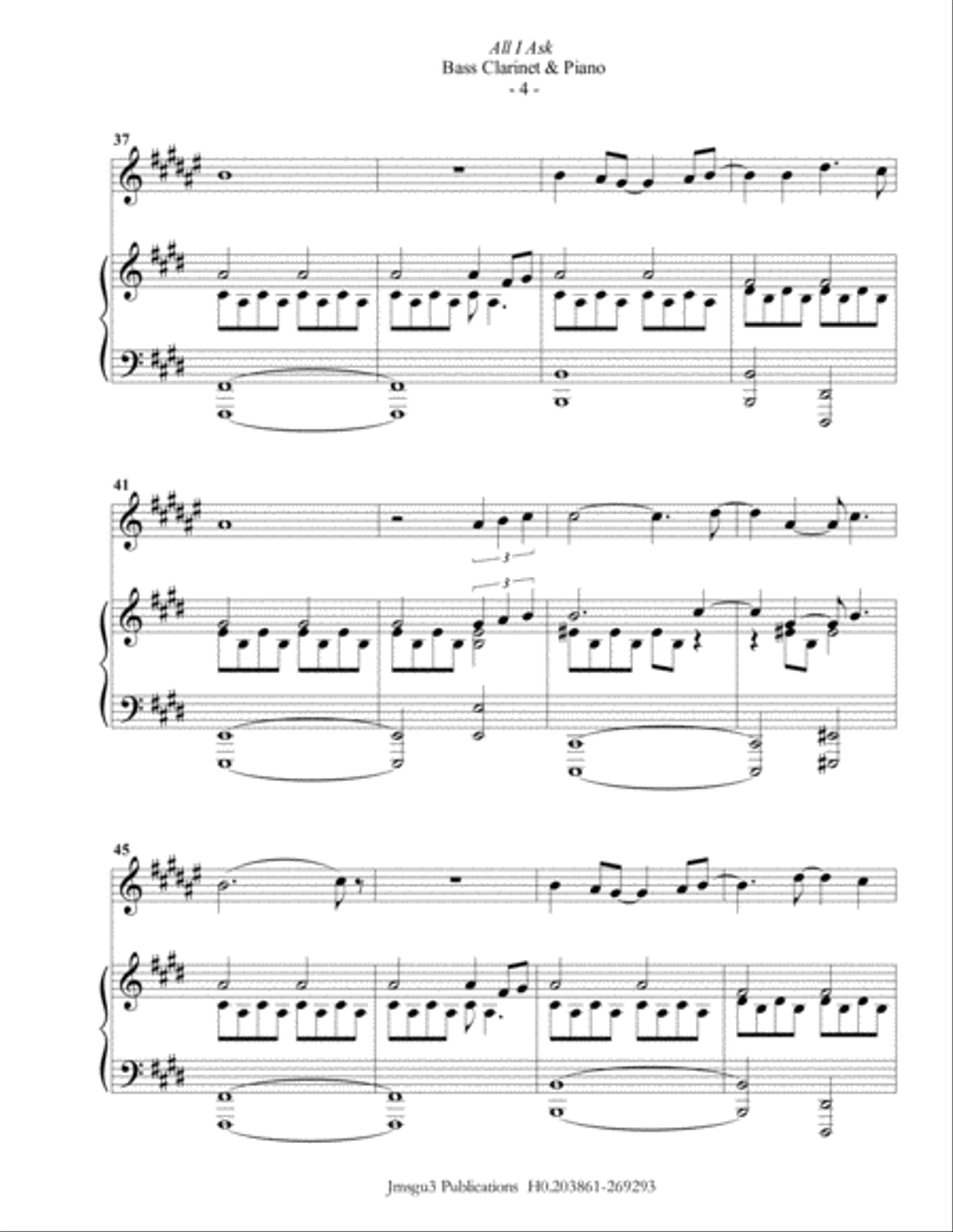 All I Ask Bass Clarinet scores gallery preview page 4