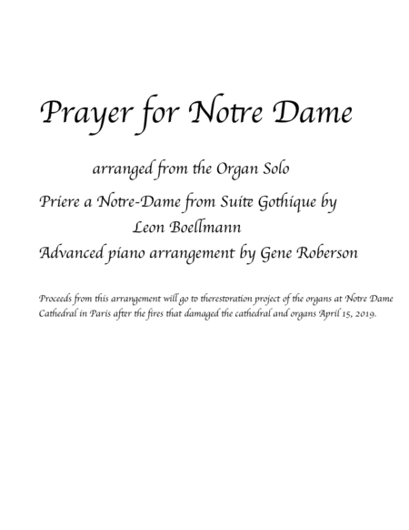 Prayer for Notre Dame Piano Solo