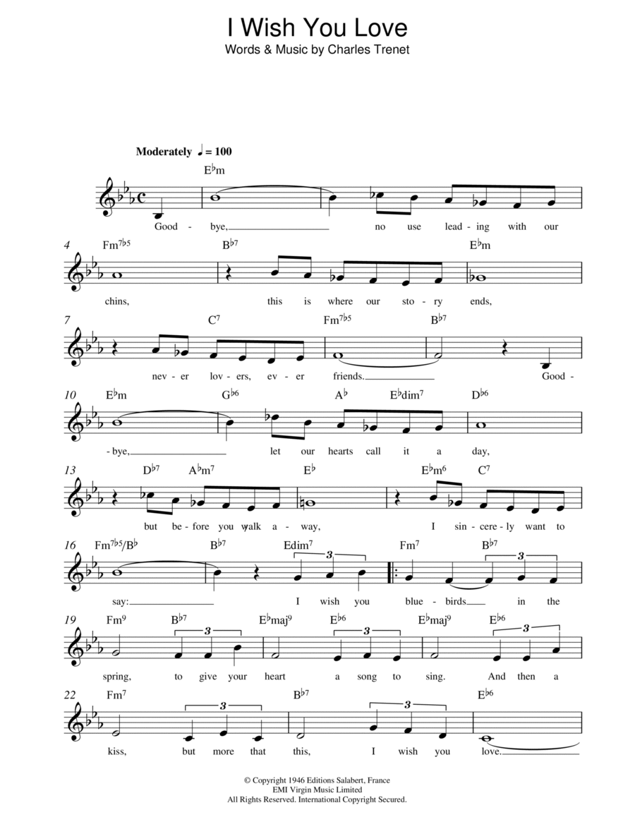 I Wish You Love Piano scores gallery preview page 1