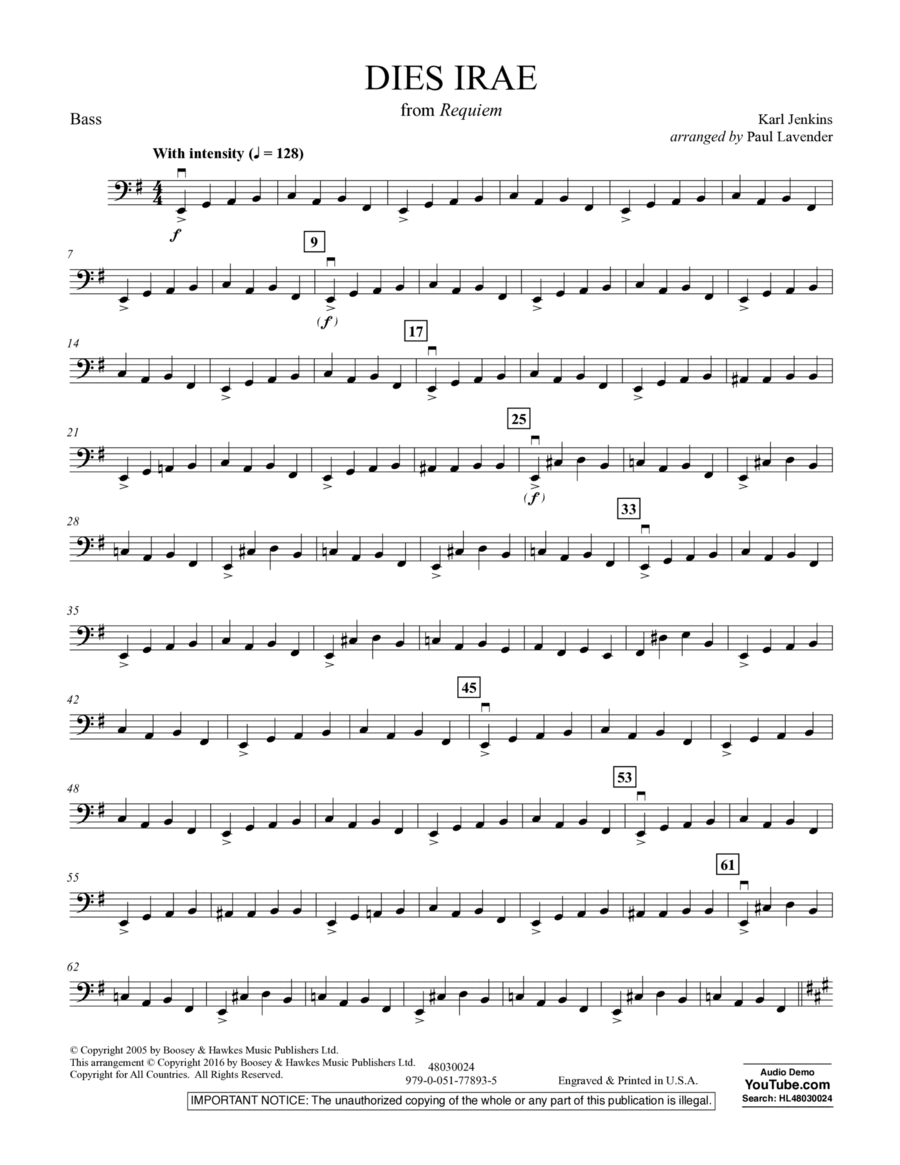 Dies Irae (from Requiem) - Bass Part scores gallery preview page 1
