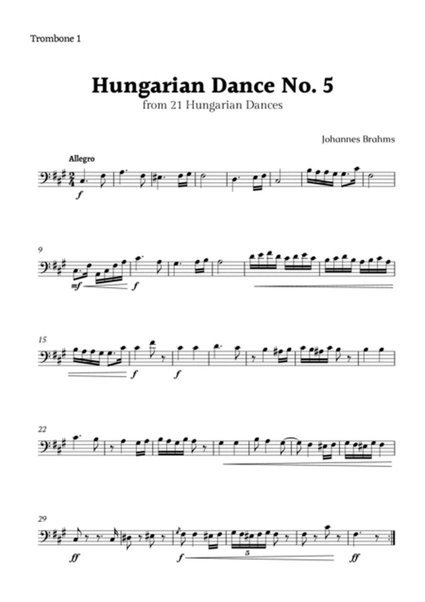 Hungarian Dance No. 5 by Brahms for Trombone Quartet and Piano image number null