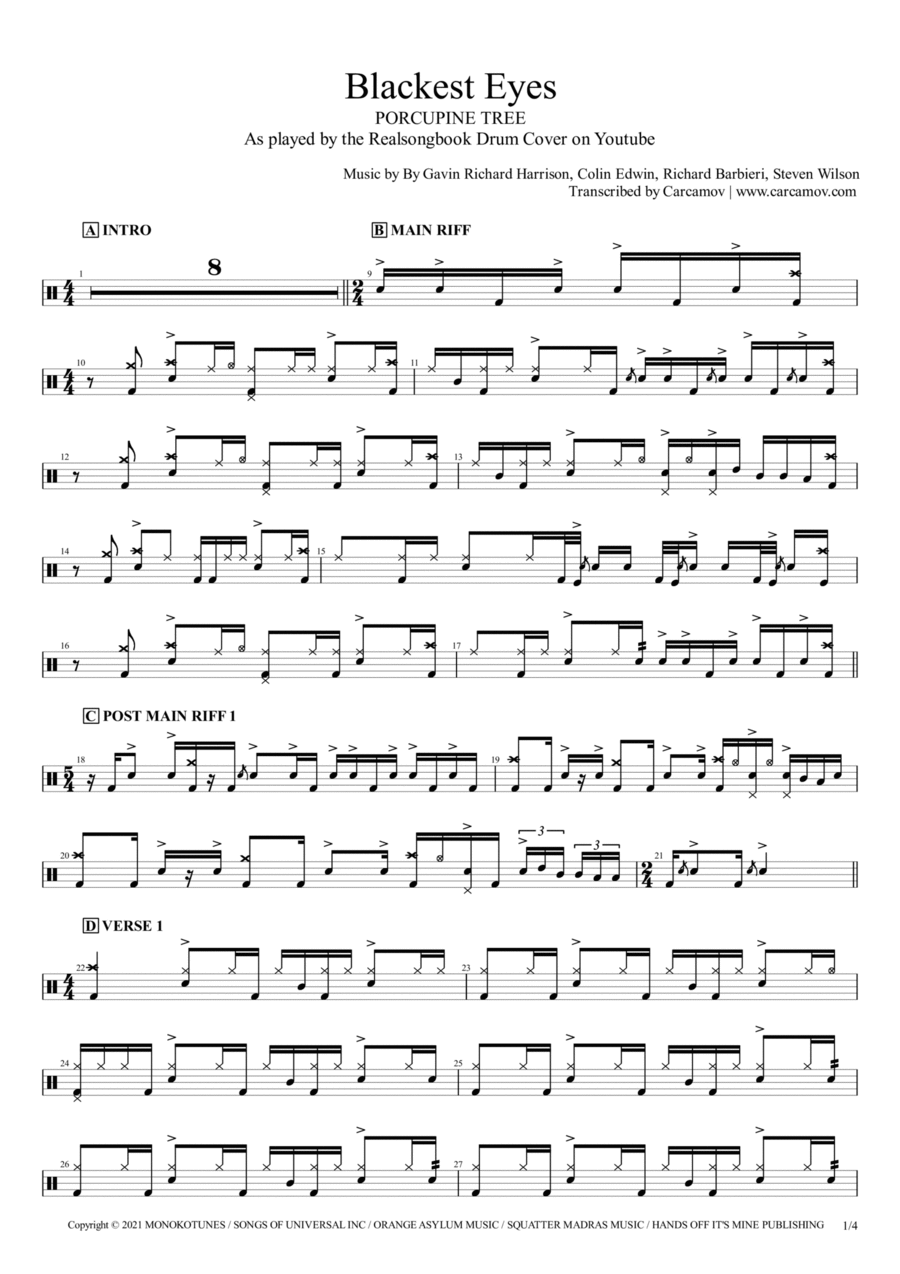 Porcupine Tree Sheet Music to download and print
