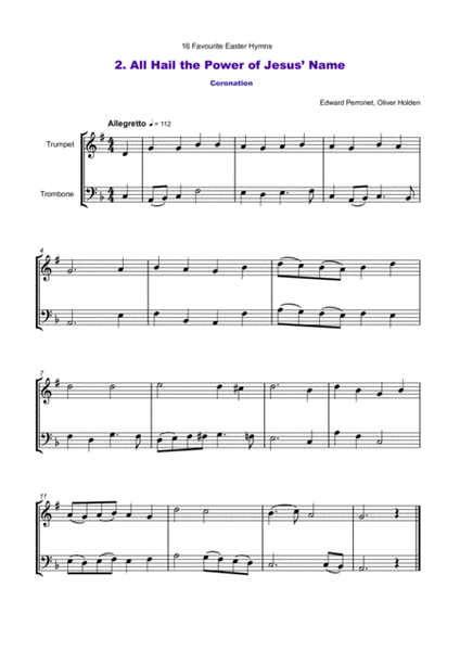 16 Favourite Easter Hymns for Trumpet and Trombone Duet by Various Brass Duet - Digital Sheet Music