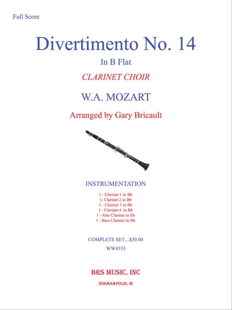 Divertimento No. 14 Clarinet Quartet scores gallery preview page 1