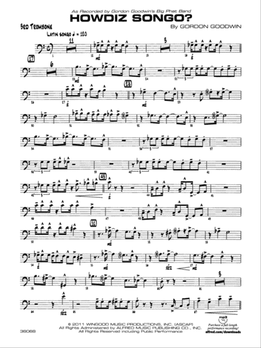 Howdiz Songo?: 3rd Trombone Jazz Ensemble scores gallery preview page 1