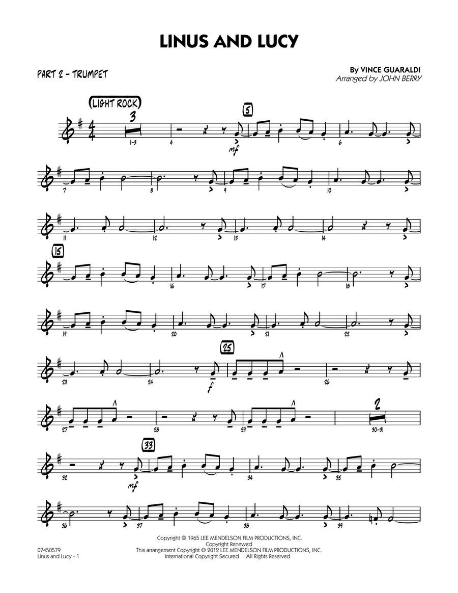 Linus And Lucy - Part 2 - Bb Trumpet