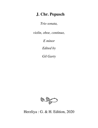 Book cover for Trio sonata, violin, oboe, continuo, E minor