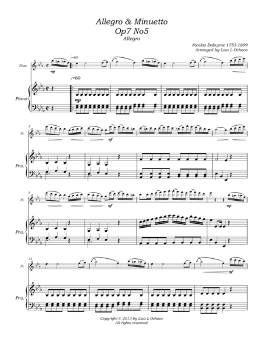 Allegro & Minuetto Op7 No5 for Flute and Piano Flute Solo scores gallery preview page 5