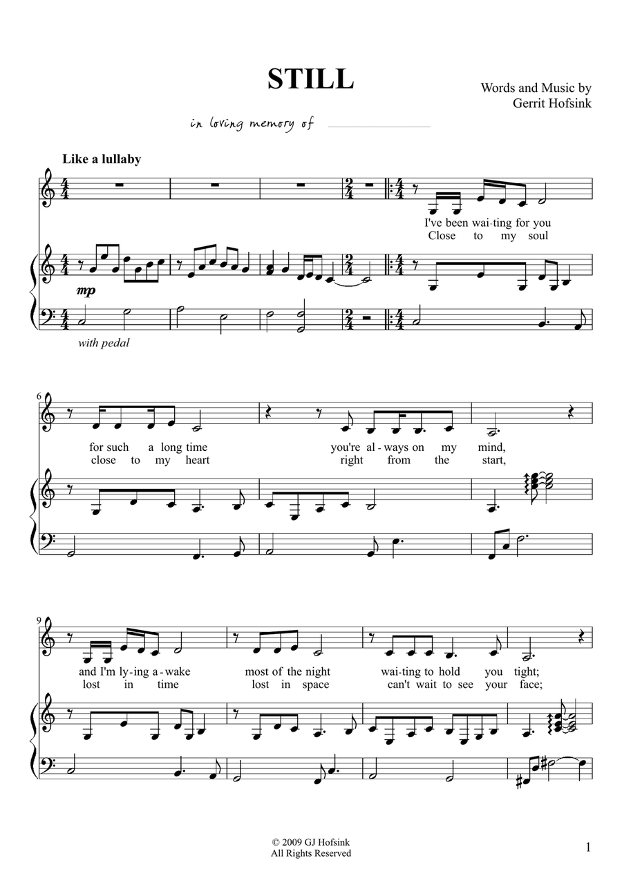 Still (memorial version) Piano, Vocal scores gallery preview page 1