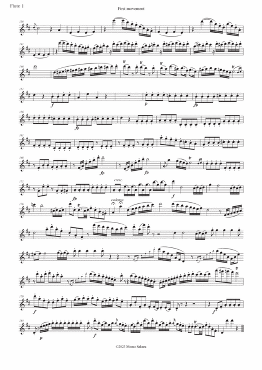 Mozart Flute Concerto No.2 KV314 complete set <parts> arranged for 2 Flutes/ Flute duet image number null