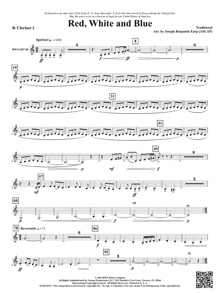 Red, White and Blue: 2nd B-flat Clarinet B-Flat Clarinet scores gallery preview page 1