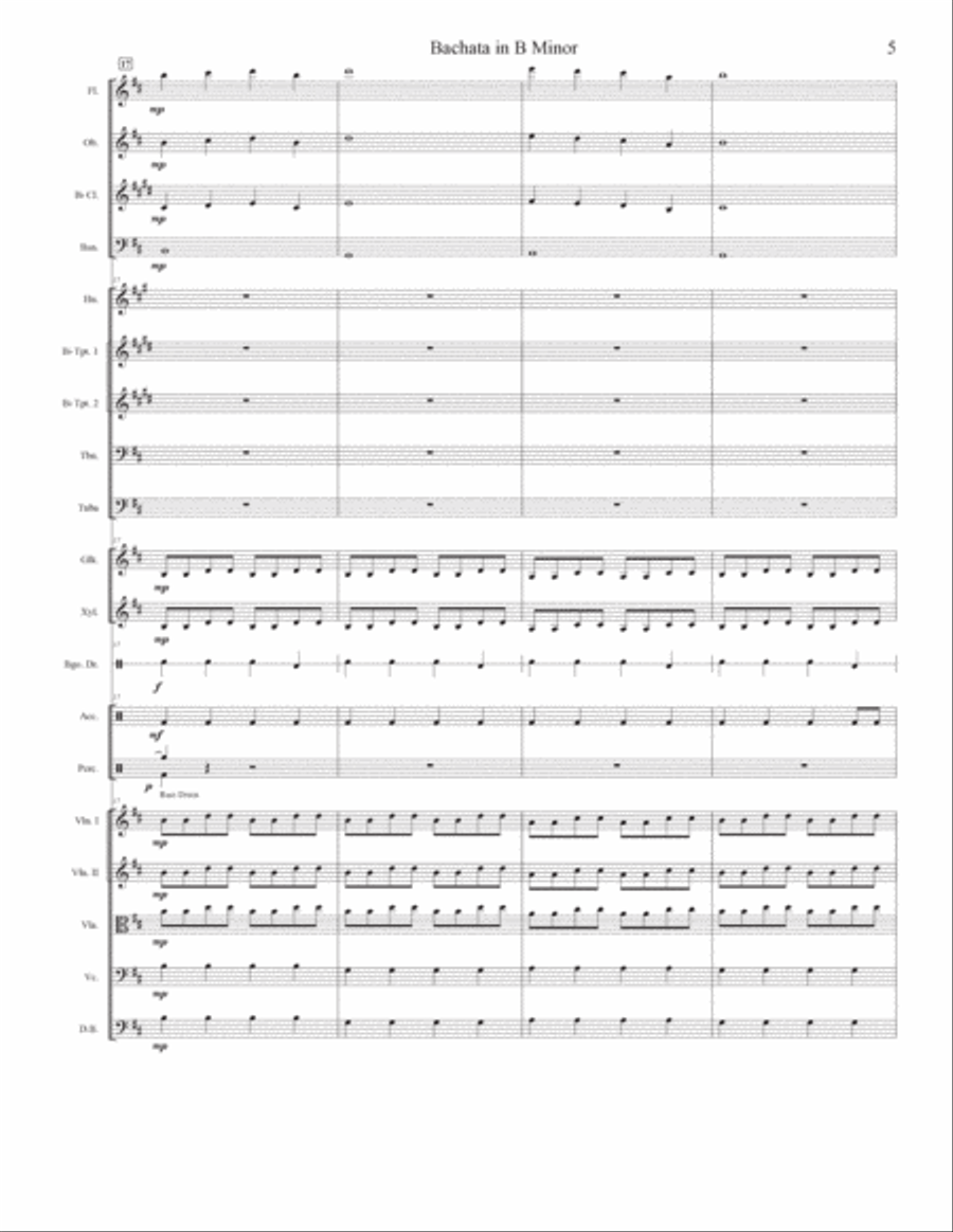 Bachata in B Minor Full Orchestra scores gallery preview page 6