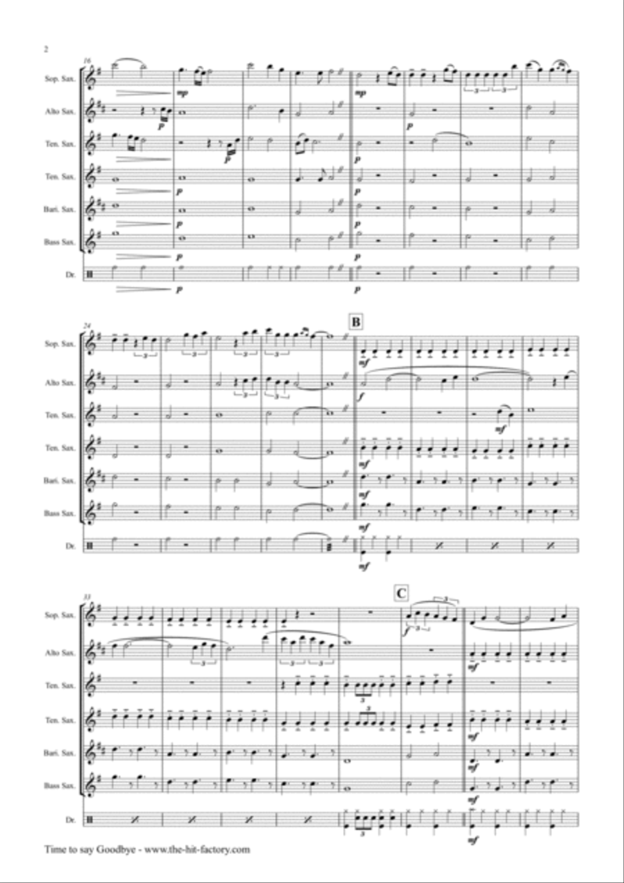 Time To Say Goodbye Woodwind Quintet scores gallery preview page 2